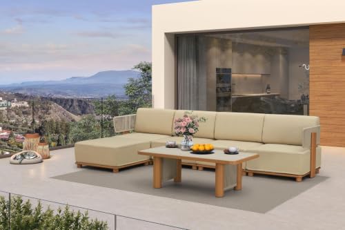 PURPLE LEAF Patio Furniture Set 6 PCS, 1 Ottoman, 1 Table, Coffee Lights by Unknown
