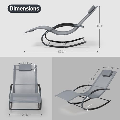 Outdoor Lounge Chair with Pillow, Pool Lounger - Image 3