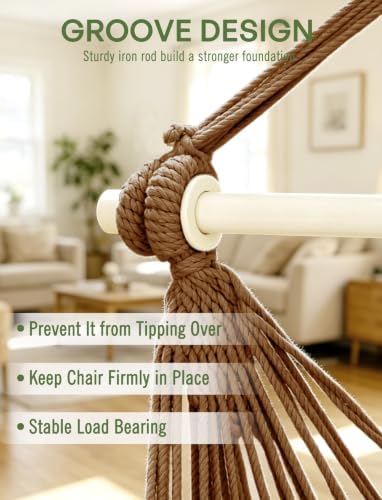 Chihee Hammock Chair Handmade Woven Mesh Hanging Seat Metal Spreader Bar - Image 6