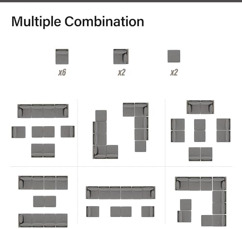 Outdoor Patio Furniture, 10 Piece Outdoor Sectional Sofa PE Rattan Wicker Patio - Image 6