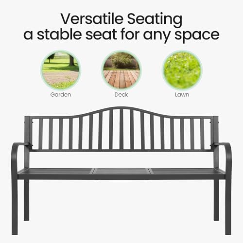 Outdoor Metal Garden Bench 59" Patio Bench - Image 7