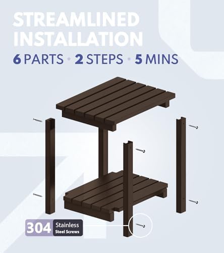 Outdoor Side Table, 2-Tier Storage Patio Side Table, HDPE Adirondack Side Table - Image 6