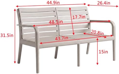 48" Outdoor Loveseat, 2-Seat Outdoor Couch, Patio Sofa - Image 3