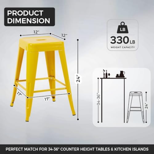 24 Inch Yellow Metal Counter Stools - Image 2