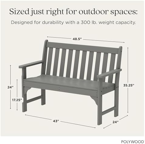 POLYWOOD GNB48GY Vineyard 48" Bench, Slate Grey - Image 3
