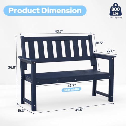 50" Poly Lumber HDPE Outdoor Bench Patio Seating, 2 Pack - Image 3