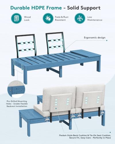 SERWALL HDPE Outdoor Furniture Set, 4 Seats Outdoor Sectional - Image 5