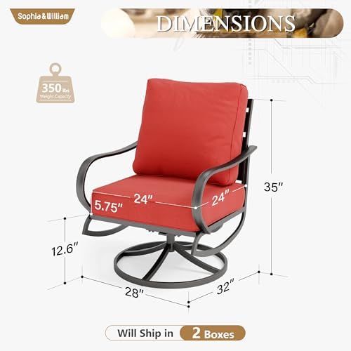 Sophia & William Metal Swivel Patio Chair Set of 2 - Image 7