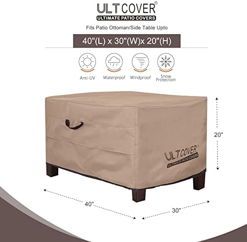 ULTCOVER Waterproof Patio Ottoman Cover 40L x 30W x 20H in - Image 2