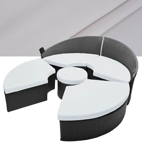 84" Outdoor Round Daybed Cover Replacement -5 Set- Wate Repellent & Fade by SOWINOS