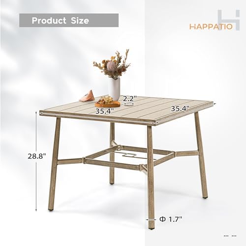 Patio Table for 4, Modern Square Outdoor Dining Table - Image 3