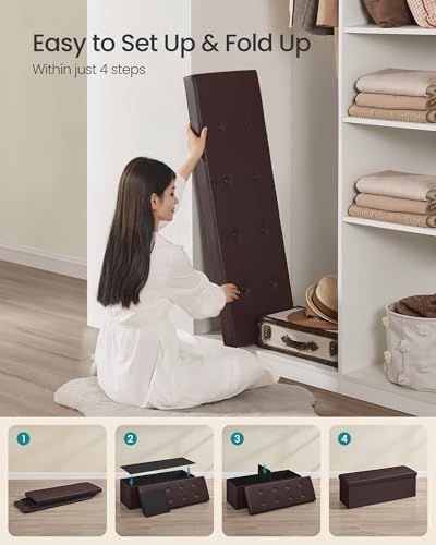 SONGMICS Storage Ottoman Bench, 43.3 Inches Folding Foot Rest Stool - Image 6