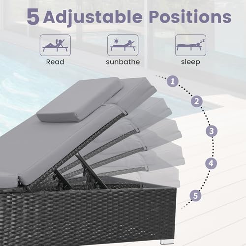 Murago Outdoor Chaise Lounge, Pool Lounge Chairs Set - Image 5