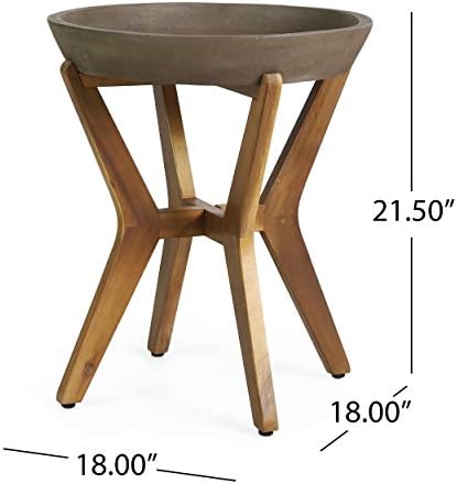 Christopher Knight Home Oprah Outdoor Side Table, Teak and Light Gray - Image 3