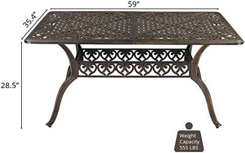 VINGLI 6-Person Outdoor Dining Table, Cast Aluminum Patio Dining Table - Image 3