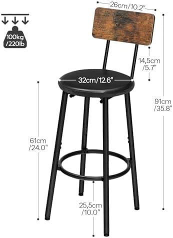 HOOBRO Bar Stools, Bar Stools Set of 2 - Image 3