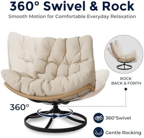 Outdoor Wicker Swivel Chair, 360° Rotating Patio Chair - Image 6