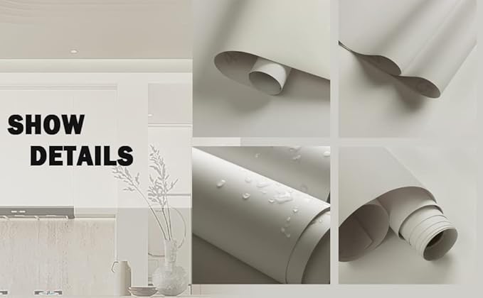 Dimoon 236''x15.7'' Cream Skin Peel and Stick Wallpaper Contact Paper Modern Self Adhesive Wall Paper Removable Renter Friendly Textured Solid Color Cabinet Vinyl Roll (236''x15.7'',Cream Skin)