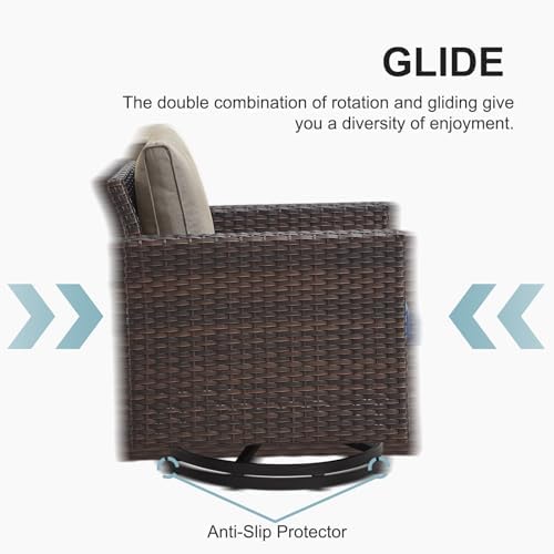 5 Pieces Wicker Patio Furniture Set: 4 Outdoor Swivel Glider Rocker Patio - Image 3