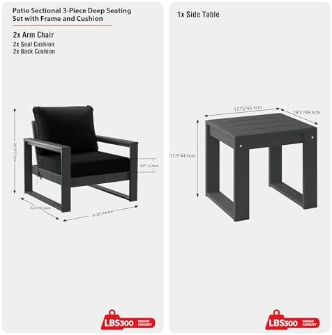 Rockaway Outdoor Modern 3-Piece HDPE Patio Sofa Set - Image 2