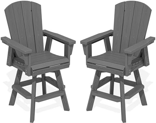 SERWALL Swivel Adirondack Barstools Set of 2, HDPE Outdoor Swivel Bar Chairs by SERWALL