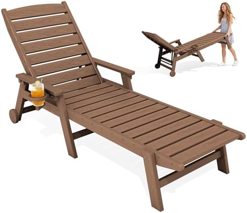 KINGYES HDPE Lounge Chair Outdoor, All Weather Pool Lounger by KINGYES