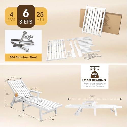 Outdoor Chaise Lounge Chair Set of 4, HDPE lounge chair outdoor - Image 2