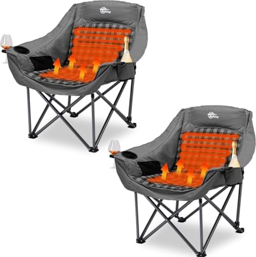 2 Pack Oversized Heated Camping Chairs by CAMPINGEQUIPMENT