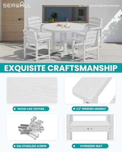 SERWALL 5-Piece Patio Dining Set, 4 Chairs - Image 3