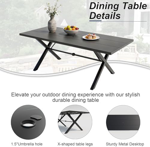 10-Pieces Patio Conversation Set, Metal Outdoor Furniture Set Includes 13.6FT - Image 4