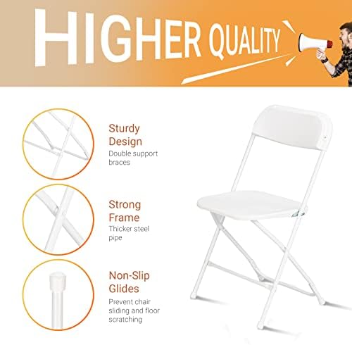 VINGLI 5 Pack White Plastic Folding Chair, Indoor Outdoor Portable Stackable - Image 4