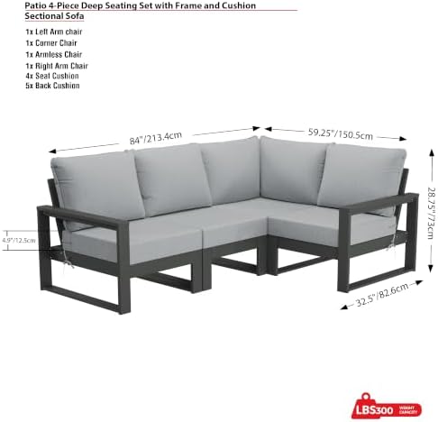 Rockaway Outdoor 4-Piece HDPE L-Shaped Modular Patio Sofa Furniture Set - Image 2