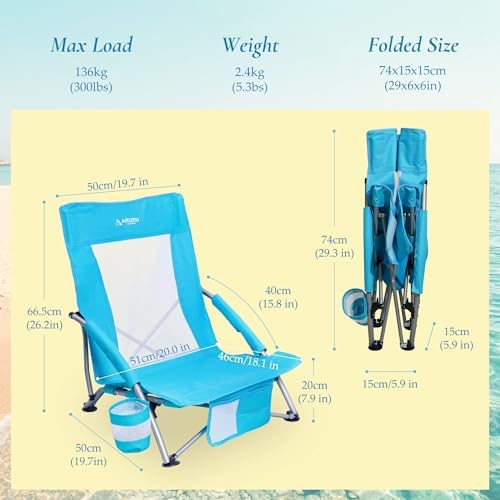 Low Folding Beach Chairs for Adults, Portable Lightweight Sling Beach Camping - Image 3