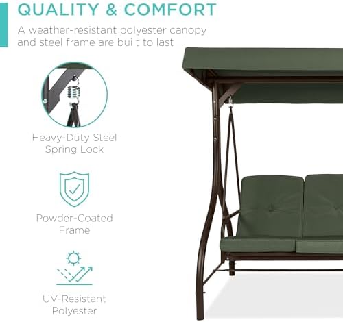 Best Choice Products 3-Seat Outdoor Large Converting Canopy Swing Glider - Image 2