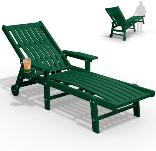 THOEOE Outdoor Chaise Lounge Chair, HDPE Pool Lounge Chair by THOEOE
