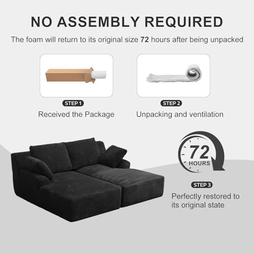 Oversized Chaise Lounge Chair Indoor, Corduroy Upholstered Boneless Sofa Bed - Image 5