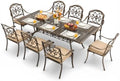 9-Piece Cast Aluminum Outdoor Dining Set Retro Patio Dining Set by Attliasalon