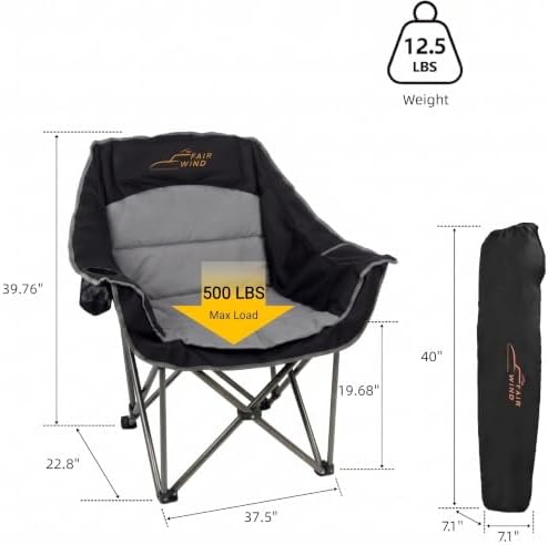 FAIR WIND XL Oversized Heated Padded Camping Chair - Image 2