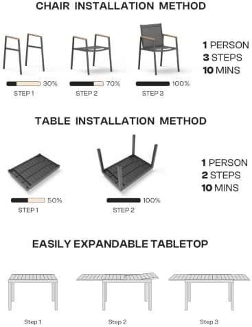 Vexwalx All-Aluminum Expandable Patio Dining Table, Outdoor Table - Image 6