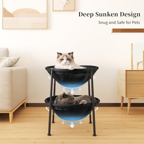 Double Cat Bed Black, Breathable - Image 4