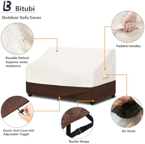 Bitubi Waterproof Patio Sofa Cover, Heavy Duty 3-Seater Outdoor Couch Cover - Image 3