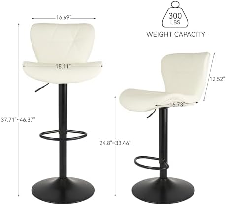 Nalupatio Modern Bar Stools Set of 3, Adjustable Faux Leather Upholstered - Image 2