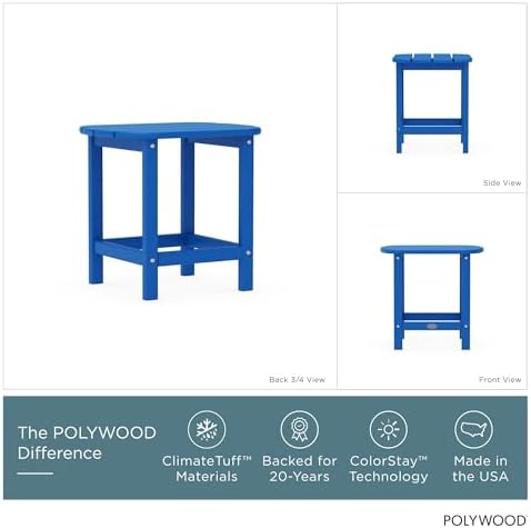 POLYWOOD SBT18PB South Beach 18" Outdoor Side Table, Pacific Blue - Image 2