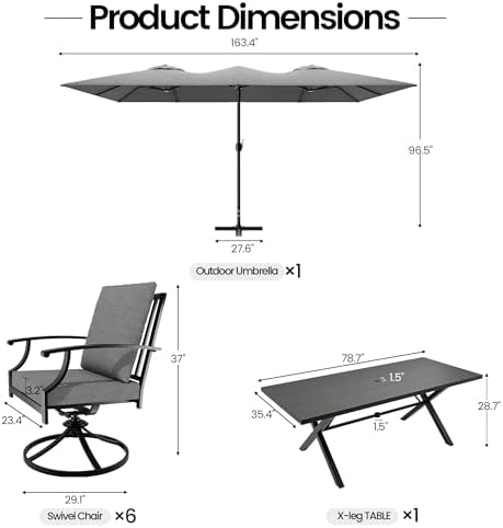 8 PCS Outdoor Patio Dining Set - Image 2