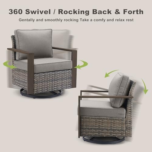 4 Pieces Outdoor Wicker Swivel Rocker Chairs - Image 4