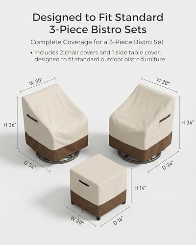3-Piece Patio Bistro Furniture Cover Set, Heavy-Duty 600D Waterproof Outdoor - Image 3