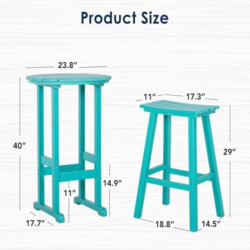 nalone Outdoor Bar Table and Chairs Set, HDPE Bar Table - Image 5