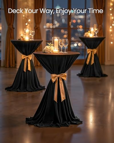 VASAGLE Set of 2 Bar Table, Round Cocktail Table, Metal Frame - Image 6