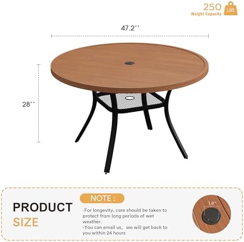 VICLLAX 47.2" Round Patio Table - Image 2