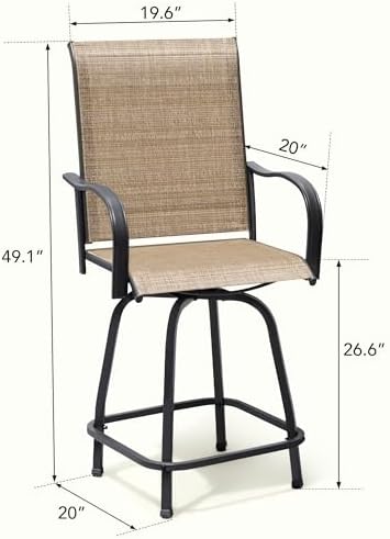 Devoko Patio Bar Stools Set of 2 All-Weather Outdoor Patio Furniture Set - Image 3